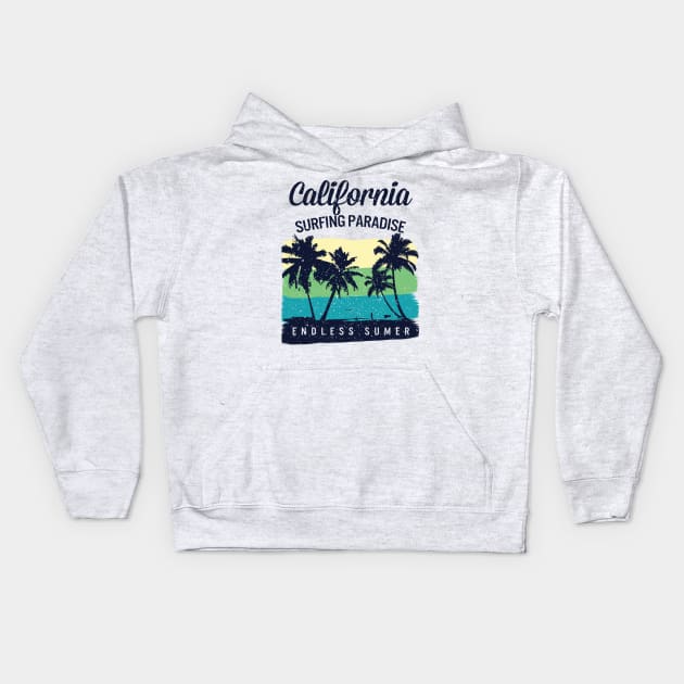 California Surfing Paradise Kids Hoodie by JakeRhodes